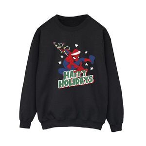 Spider-Man Womens/Ladies Happy Holidays Sweatshirt / Black